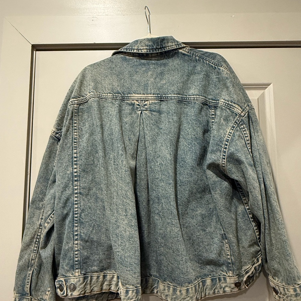 Free People Oversized Acid Wash Blue Denim Jacket - Picture 3 of 5